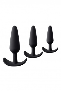 Набор анальных втулок TOYFA POPO Pleasure Eridani, силикон, черный, 3 шт.