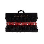 Чокер красный с шипами и черным кружевом CH-24030