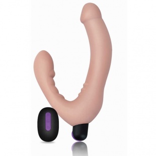 Страпон безремневой с вибрацией IJOY Strapless Strap, пульт д/у, телесный