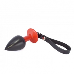 Анальная пробка TPE/ABS черная с ремешком 