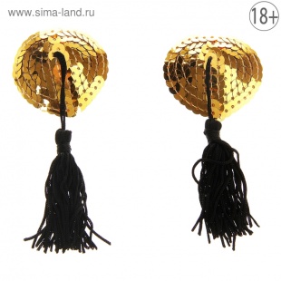 Накладки на грудь "Сердечко с кисточкой" золото ( набор 2 шт)