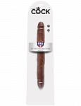 ДВОЙНОЙ ФАЛЛОИМИТАТОР КОРИЧНЕВЫЙ KING COCK 12 SLIM DOUBLE DILDO