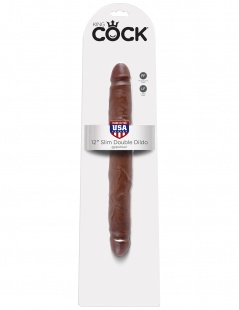 ДВОЙНОЙ ФАЛЛОИМИТАТОР КОРИЧНЕВЫЙ KING COCK 12 SLIM DOUBLE DILDO