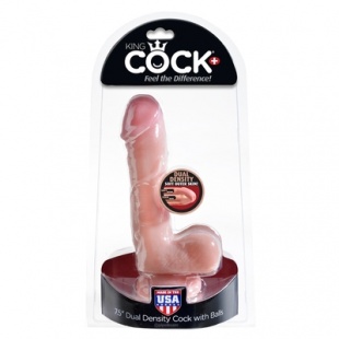 ФАЛЛОИМИТАТОР С МОШОНКОЙ ТЕЛЕСНЫЙ KING COCK+DUAL DENSITY 7.5 COCK-FLESH  