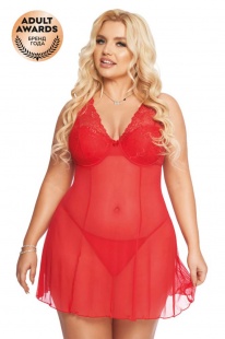 Комбинация и стринги SoftLine Collection Berta , XXXL (красный)