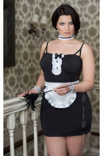 КОСТЮМ ГОРНИЧНОЙ (4 ПРЕДМ.) ЧЕРНО-БЕЛЫЙ-XXL